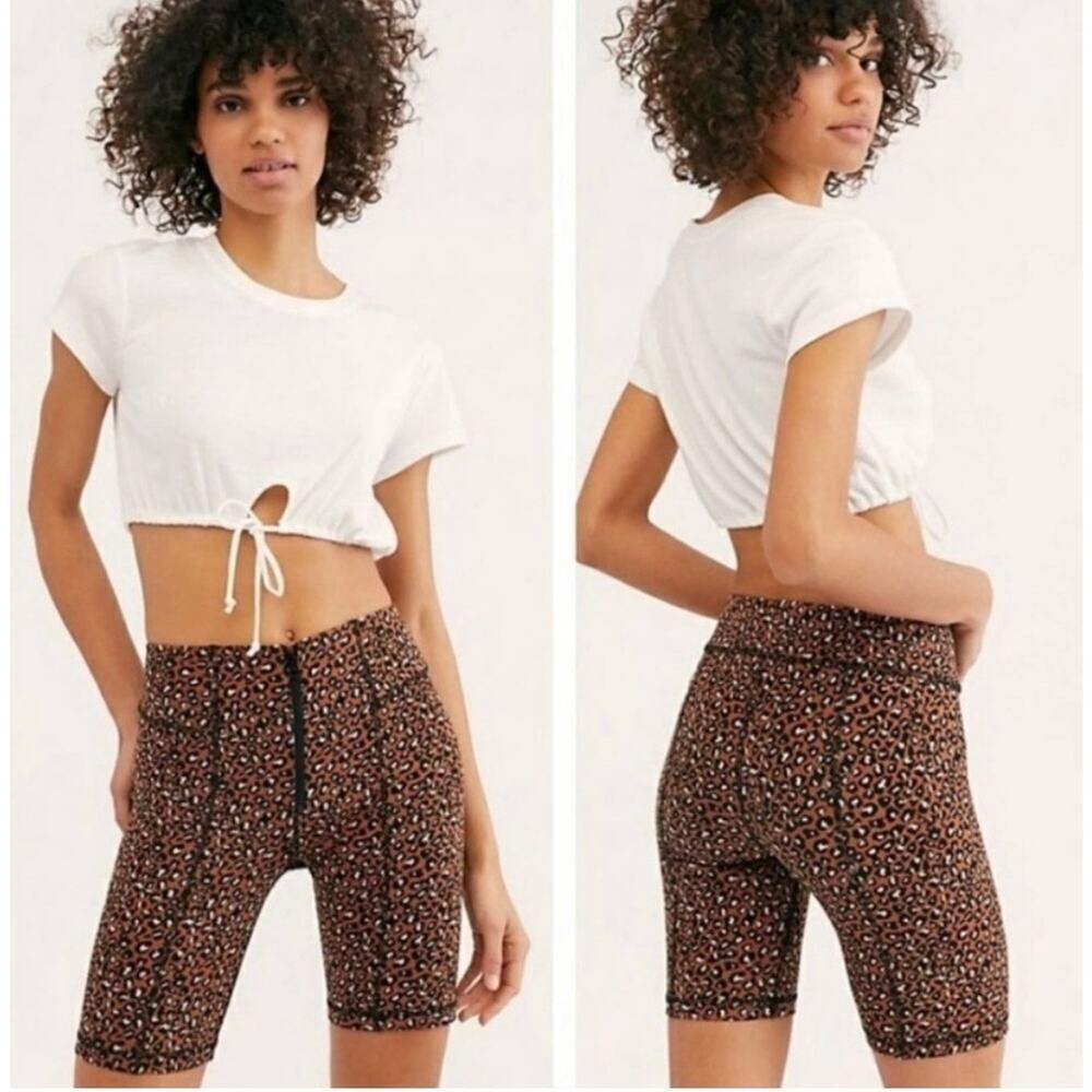 Free People Lucky Strike Leopard Print Bike Shorts small - Picture 2 of 7